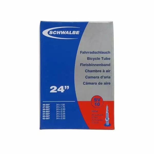 Chambre à Air SCHWALBE STANDARD SV 10 24x1,50/2,25 Presta 40 Mm 1 Chambre à Air SCHWALBE STANDARD SV 10 24x1,50/2,25 Presta 40 Mm